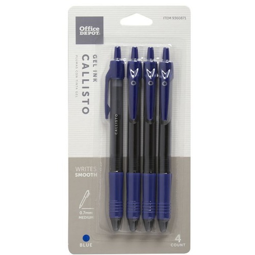 Office Depot® Brand Callisto Retractable Gel Ink Pens, Medium Point, 0.