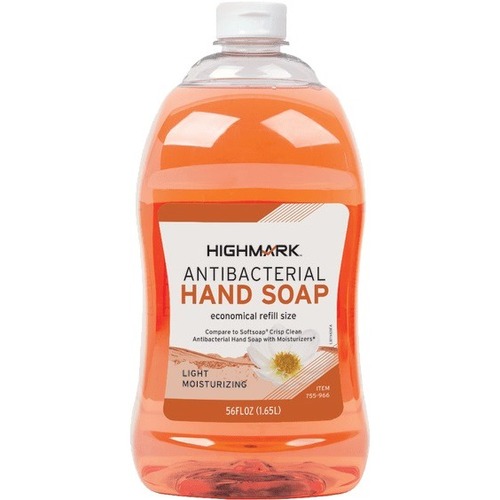 Highmark® Antibacterial Liquid Hand Soap, Unscented, 56 Oz Bottle - 56 fl oz (1656.1 mL) - Kill Germs - Hand - Antibacterial - Light Pink - Recycled - Fragrance-free - 1 Each