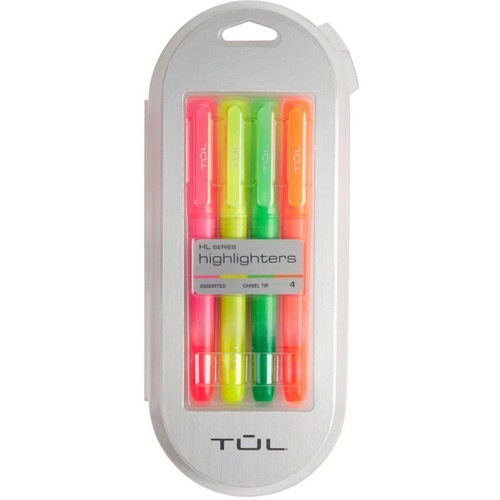 TUL Highlighters, Chisel Tip, Assorted Barrel Colors, Assorted Ink Colors, Pack Of 4 Highlighters - Chisel Pen Point Style - Assorted - 4 / Pack
