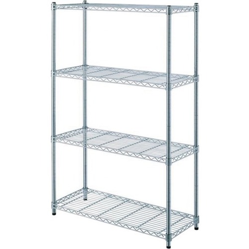 Realspace® Wire Shelving, 4-Shelves, 54"H x 36"W x 14"D, Chrome - 4 Shelf(ves) - 54" Height x 36" Width x 14" Depth - Chrome - Metal, Steel - 1