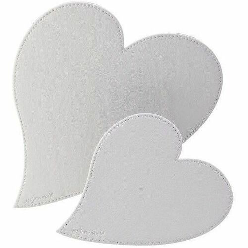 Realspace® Faux Leather Heart Mouse Pad And Coaster Set, White - White - Faux Leather, Rubber - Slip Resistant, Scratch Resistant, Spill Resistant - 1 Pack