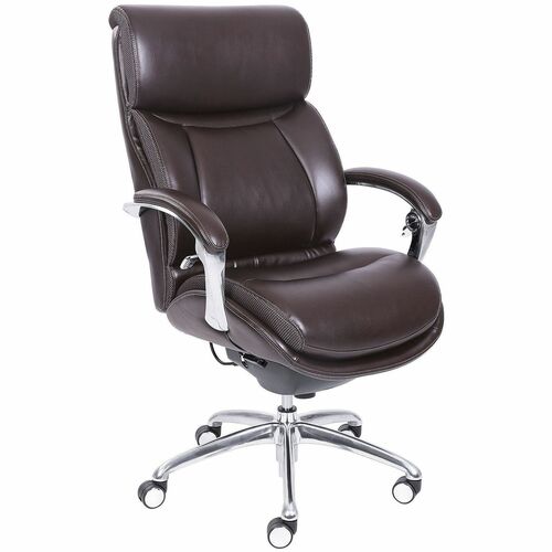Serta® iComfort i5000 Bonded Leather High-Back Executive Chair, Chocolate/Silver - Chocolate Seat Color - Bonded Leather Seat Material - Silver Frame Color - Metal Frame Material - High Back - Faux Leather - 1