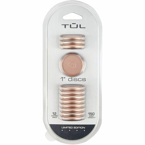 TUL® Discbound Expansion Discs, 1" , Rose Gold, Pack Of 12 - 1" Height x 1" Width - 1" Maximum Capacity - 150 x Sheet Capacity - Round - Rose Gold - Acrylonitrile Butadiene Styrene (ABS) - 12 / Pack