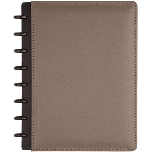 TUL Custom Note-Taking System Discbound Notebook, Junior Size, Leather Cover, Gray - Disc - Jr.Legal - 5 1/2" x 8 1/2" - White Paper - GrayLeather Cover - Card Holder, Pen Loop, Refillable - 1