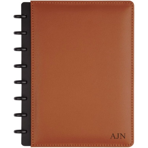 TUL Personalized Custom Note-Taking System Discbound Junior-Size Notebook, 8 1/2in x 5 1/2in, Brown - Disc - Jr.Legal - 8 1/2" x 5 1/2" - White Paper - BrownLeather Cover - Card Holder, Pen Loop, Refillable - 1