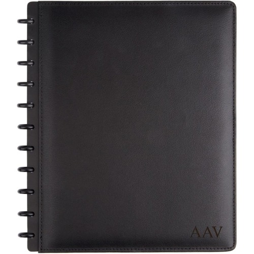 TUL Personalized Custom Note-Taking System Discbound Letter-Size Notebook, 8 1/2in x 11in, Black - Disc - Letter - 8 1/2" x 11" - 11" - White Paper - BlackLeather Cover - Card Holder, Pen Loop, Refillable - 1