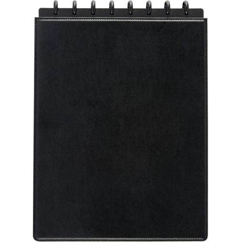 TUL Top-Bound Discbound Notebook, Letter Size, Leather Cover, 60 Sheets, Black - 60 Sheets - 120 Pages - Disc - Letter - 8 1/2" x 11" - 11" x 8.5" - White Paper - BlackLeather Cover - Card Holder, Pen Loop, Refillable - 1