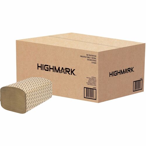 Highmark® ECO Single-Fold 1-Ply Paper Towels, 100% Recycled, Natural, 250 Sheets Per Roll, Pack Of 16 Rolls - 1 Ply - Single Fold - 10.25" Width x 9.13" Length - Natural - 250 - 16 / Carton