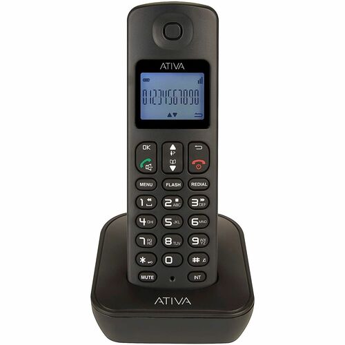 Ativa WPS01 DECT 6.0 Cordless Phone - Black - 1 x Phone Line - Speakerphone - Answering Machine