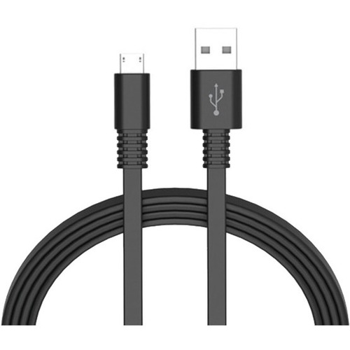 Ativa® Flat USB Type-A-To-Micro USB Type-B Cable, 6', Black, 41443 - USB Data Transfer Cable for Camera, Notebook, Smartphone, Tablet - First End: USB Type A - Second End: Micro USB Type B - 480 Mbit/s - Black - 1