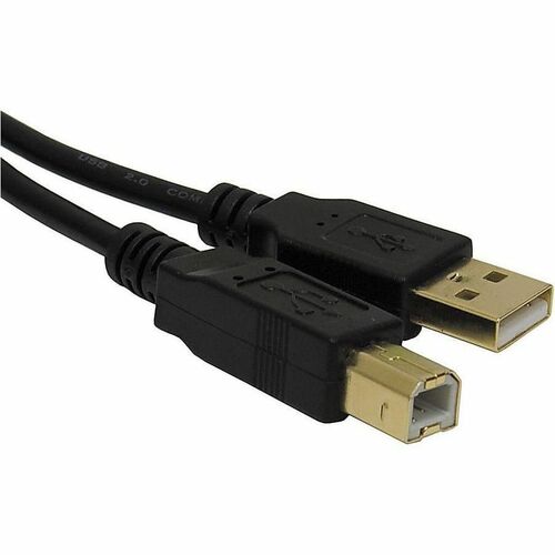 Ativa™ Gold USB Device Cable, 6' - 6 ft USB Data Transfer Cable for Camera, Notebook, Smartphone, Tablet, Computer, Scanner, Printer - First End: USB - 480 Mbit/s - Gold Plated Contact - Black - 1