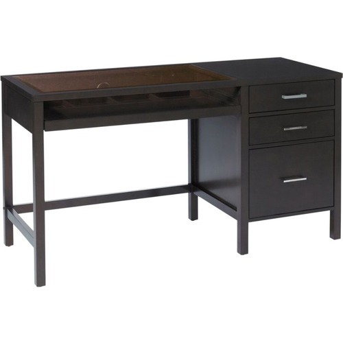 Realspace Coronado Pedestal Desk, Espresso - 3 Drawers - 30" Height x 56" Width x 22" Depth - Espresso - Veneer - 1