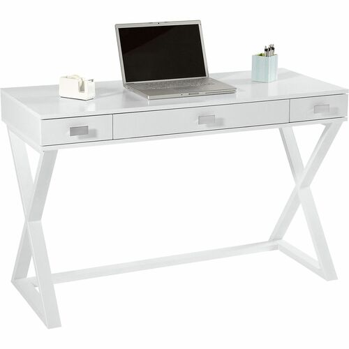 See Jane Work® Kate 47"W Writing Desk, White - 3 Drawers - 30" Height x 47.50" Width x 20" Depth - White - Engineered Wood - 1