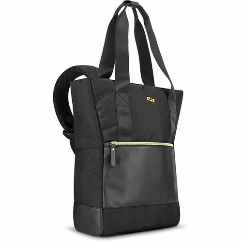 Solo PARKER Carrying Case (Tote) for 15.6" Notebook - Classic Black, Gold - Polyster Body - Shoulder Strap, Handle - 16" Height x 15" Width x 4.5" Depth - 1 Each
