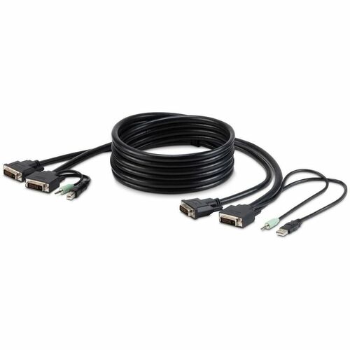 Belkin Dual DVI-D + USB A/B + Audio Combo Cable, 6' - 6 ft KVM Cable for KVM Switch, Server, Computer, Keyboard, Mouse - First End: 2 x DVI-D Digital Video - Male, 1 x USB Type A - Male, 1 x Mini-phone Stereo Audio - Male - Second End: 2 x DVI-D Digital V