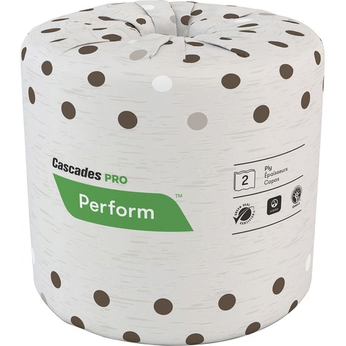 Cascades PRO PRO Perform Standard Toilet Paper - 2 Ply - 4.25" x 4" - 400 Sheets/Roll - 4.50" Roll Diameter - 1.64" Core - Latte - Strong, Absorbent - For Industry, School, Food Service - 80 / Carton