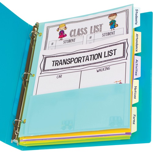 C-Line Bright Multi-pocket 5-tab Index Dividers - 5 Write-on Tab(s) - 5 Tab(s)/Set - Letter - 8 1/2" Width x 11" Length - 3 Hole Punched - Green Polyp