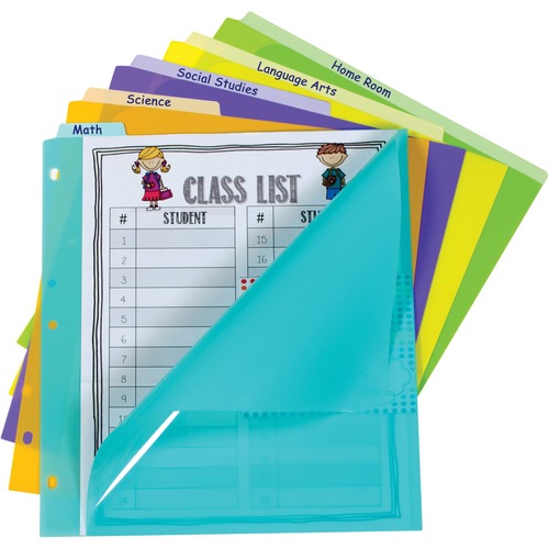 C-Line Bright Pocket Vertical Tab Index Dividers - 5 Write-on Tab(s) - 5 Tab(s)/Set - Letter - 8 1/2" Width x 11" Length - 3 Hole Punched - Green Poly