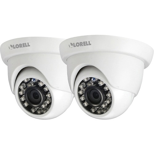 Lorell 5 Megapixel Surveillance Camera - 2 Pack - Dome - 65 ft Night Vision - CMOS