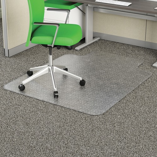 Deflecto EconoMat Chair Mat - Commercial, Carpet - 48" Length x 36" Width x 0.100" Thickness - Lip Size 10" Length x 19" Width - Clear - 1Each