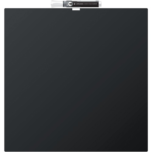 U Brands Frameless Magnetic Chalkboard - 14" (1.2 ft) Width x 14" (1.2 ft) Height - Black Painted Steel Surface - Square - Horizontal - Magnetic - 1 Each