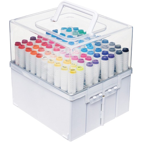 Deflecto Expandable Marker Accordion - External Dimensions: 8.6" Width x 7.5" Depth x 8.5" Height - 80 x Marker - Snap-in Lid Closure - Clear - For Pe