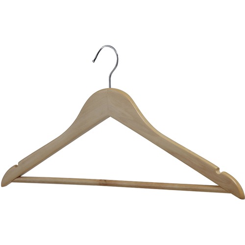 Lorell Wooden Coat Hanger - for Coat, Clothes, Garment - Wooden, Metal - Natural - 30 / Carton - Coat/Garment Hangers - LLR01066