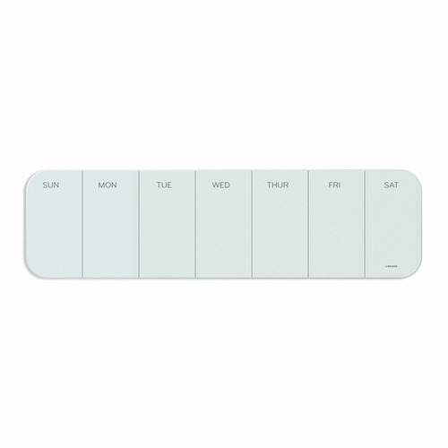 U Brands Magnetic Glass Dry Erase Weekly Calendar Board - 20" (1.7 ft) Width x 5.5" (0.5 ft) Height - Frosted White Tempered Glass Surface - Rectangle - Horizontal - 1 Each
