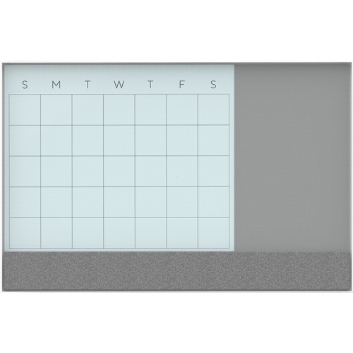 U Brands Magnetic Glass Dry Erase 3-in-1 Calendar Board - 35" (2.9 ft) Width x 47" (3.9 ft) Height - White Tempered Glass Surface - White Aluminum Frame - Rectangle - Horizontal - Magnetic - 1 Each