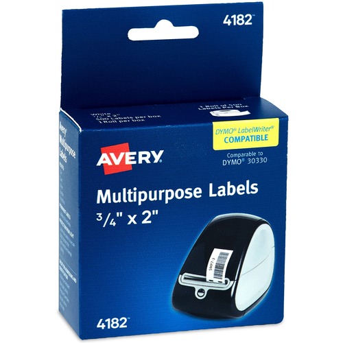 Avery® Direct Thermal Roll Labels - 2" Height x 3/4" Width - Permanent Adhesive - Rectangle - Thermal - Bright White - Paper - 500 / Sheet - 500 / Roll - 1 Total Sheets - 500 Total Label(s) - 500 / Box