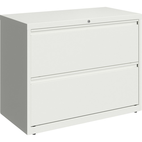 Lorell 36" White Lateral File - 2-Drawer - 18.6" x 28" x 36" - 2 x Drawer(s) for File - Lateral - Hanging Rail, Magnetic Label Holder, Removable Lock, Locking Bar, Ball-bearing Suspension, Reinforced Base, Leveling Glide, Interlocking, Anti-tip - White - 
