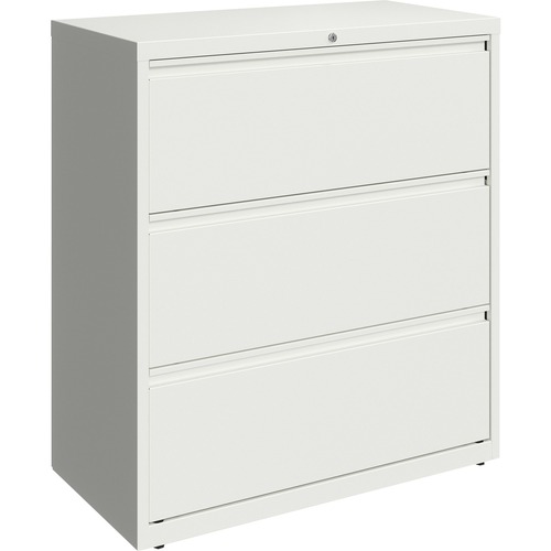 Lorell 36" White Lateral File - 3-Drawer - 36" x 18.6" x 40.3" - 3 x Drawer(s) for File - Letter, Legal, A4 - Lateral - Hanging Rail, Magnetic Label Holder, Locking Drawer, Locking Bar, Ball Bearing Slide, Reinforced Base, Adjustable Leveler, Interlocking