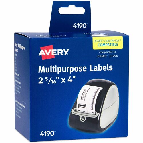 Avery® Thermal Roll Labels 2-5/16"x4" , 300 White Shipping Labels (4190) - 2 5/16" Height x 4" Width - Permanent Adhesive - Rectangle - Direct Thermal, Thermal - Bright White - Paper - 300 / Sheet - 300 / Roll - 1 Total Sheets - 300 Total Label(s) - 3