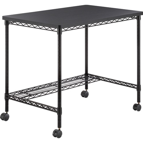 Safco Mobile Wire Desk - For - Table TopMelamine, Black Top x 35.75" Table Top Width x 24" Table Top Depth - 30.75" Height - Assembly Required - Black - 1 Each
