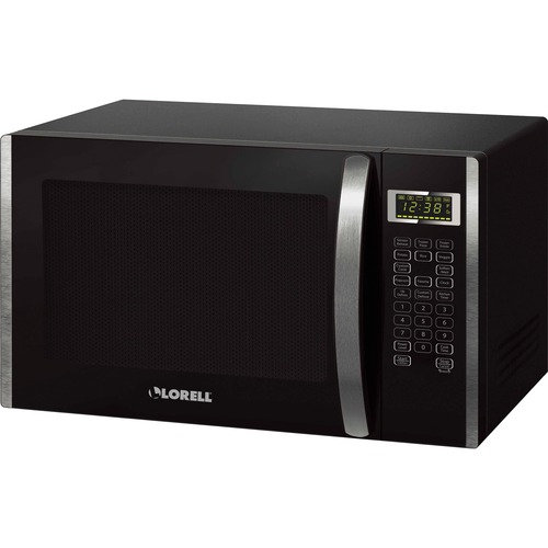 Lorell Microwave - Single - 1.6 ft³ Capacity - Microwave - 11 Power Levels - FuseMetal - Countertop - Black, Silver