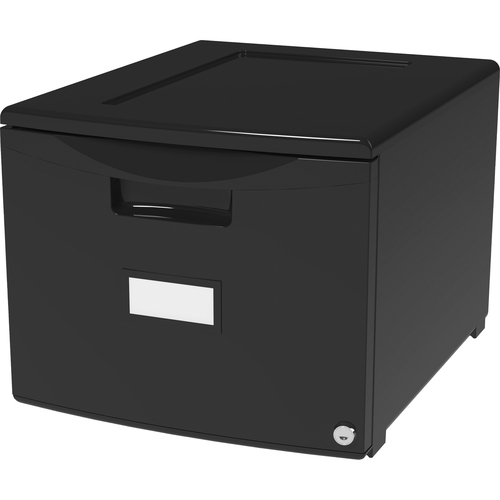 Storex 18" Stackable File Drawer - 18.3" x 14.8" x 12.8" - 1 x Drawer(s) for File - Stackable, Lightweight, Durable, Moisture Resistant, Rust Resistant, Scratch Resistant, Dent Resistant, Locking Drawer, Label Holder - Black - Polypropylene