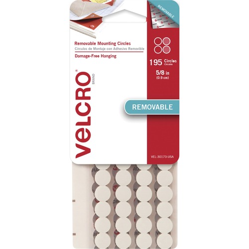 VELCRO® Removable Mounting Tape - 0.63" Dia - 195 / Pack - White