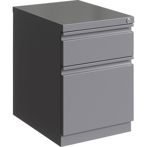 Lorell 20" Box/File Mobile Pedestal - 15" x 19.9" x 23.8" for Box, File - Letter - Mobility, Ball-bearing Suspension, Removable Lock, Pull-out Drawer, Recessed Drawer, Anti-tip, Casters, Key Lock - Silver - Steel - Recycled