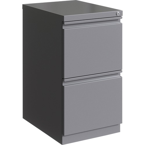 Lorell File/File Mobile Pedestal - 15" x 19.9" x 27.8" for File - Letter - Mobility, Ball-bearing Suspension, Removable Lock, Pull-out Drawer, Recessed Drawer, Casters, Key Lock - Gray - Steel - Recycled = LLR00053