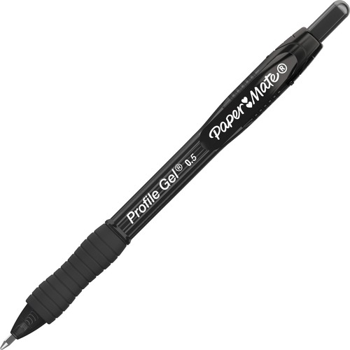 Paper Mate Profile Gel 0.5mm Retractable Pen - 0.55 mm Pen Point Size - Retractable - Black - 1 Dozen