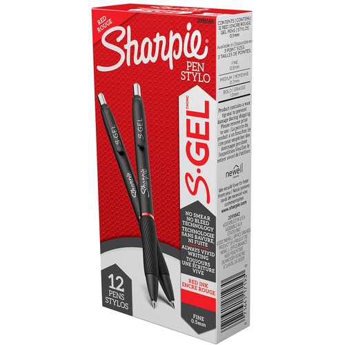 Sharpie S-Gel Pens - 0.5 mm Pen Point Size - Retractable - Red Gel-based Ink - 1 Dozen