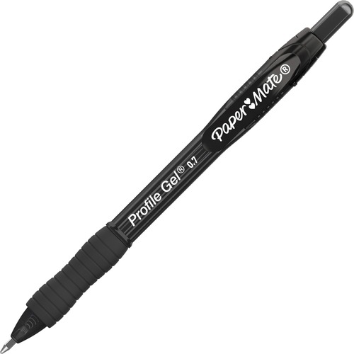 Paper Mate Profile Gel 0.7mm Retractable Pen - 0.7 mm Pen Point Size - Retractable - Black - 12 / Dozen