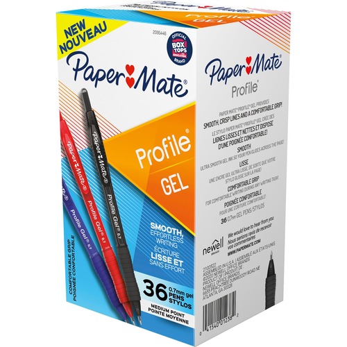 Paper Mate Profile Gel 0.7mm Retractable Pen - 0.7 mm Pen Point Size - RetractableGel-based Ink - 36 / Box