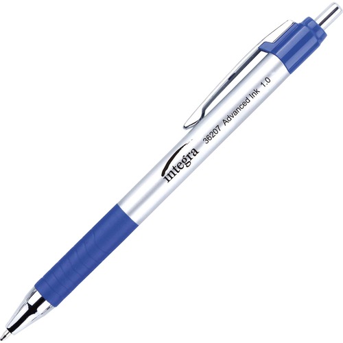 Integra Advanced Ink Retractable Pen - Medium Pen Point - 1 mm Pen Point Size - Retractable - Blue Liquid Ink - Blue Barrel - 1 Dozen