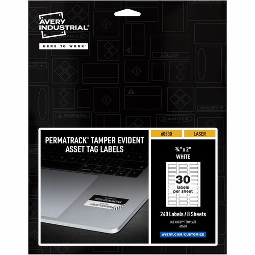 Avery® PermaTrack Tamper-Evident Asset Tag Labels - 0.75" Length x 2" Width - Rectangular - 240 / Pack - Matte White