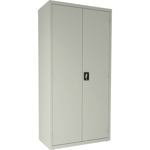 Lorell Fortress Series Janitorial Cabinet - 36" x 18" x 72" - 4 x Shelf(ves) - Hinged Door(s) - Locking System, Welded, Sturdy, Recessed Locking Handle, Durable, Removable Lock, Storage Space, Adjustable Shelf - Light Gray - Powder Coated - Recycled