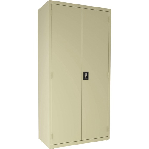 Lorell Fortress Series Janitorial Cabinet - 36" x 18" x 72" - 4 x Shelf(ves) - Hinged Door(s) - Locking System, Welded, Sturdy, Recessed Locking Handle, Durable, Powder Coat Finish, Storage Space, Adjustable Shelf - Putty - Steel - Recycled