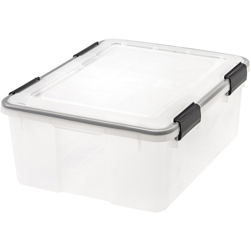 IRIS WeatherTight Heavy-duty Storage Tote - Internal Dimensions: 17" Length x 13.50" Width x 6.88" Height - External Dimensions: 19.7" Length x 15.8" Depth x 7.8" Height - 30 lb - 7.65 gal - Lid Lock Closure - Heavy Duty - Stackable - Plastic - Clear - Fo