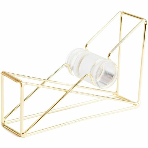 U Brands Vena Tape Dispenser - 1" Core - Refillable - Easy to Use, Sturdy, Lightweight - Metal - Gold - 1 Each