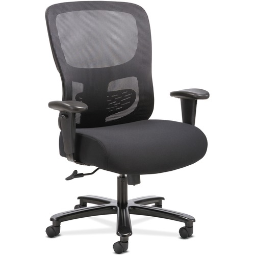 Sadie Seating Adjustable Arm Big/Tall Mesh Task Chair - Black Fabric, Plush Seat - Black Mesh Back - 5-star Base - Black - 1 Each